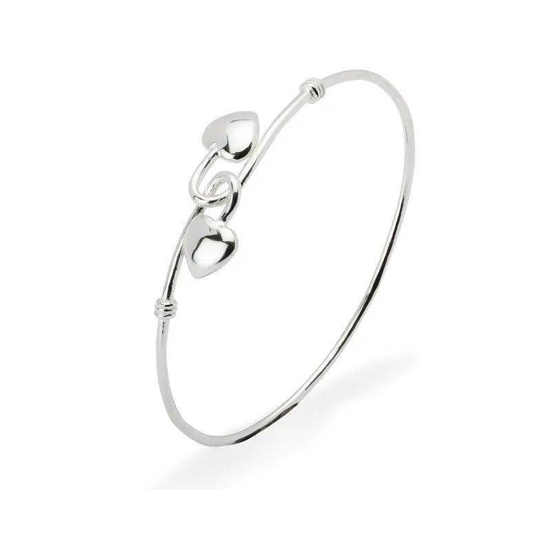 Sterling Silver Bracelet - 2 Heart Bracelet