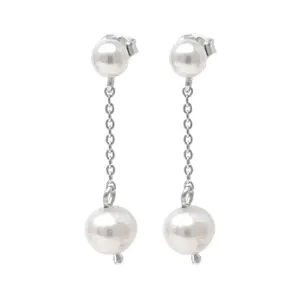 Sterling Silver Freshwater Peal Chain Earrings