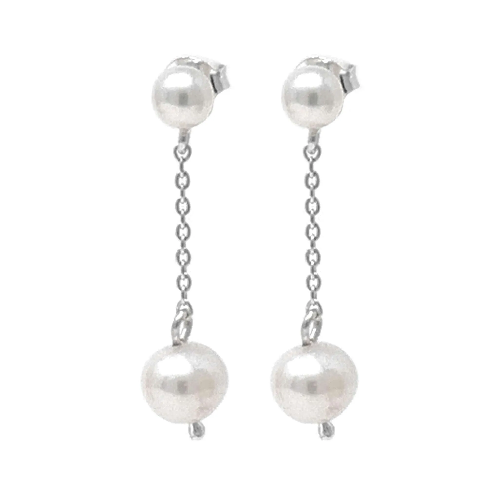 Sterling Silver Freshwater Peal Chain Earrings