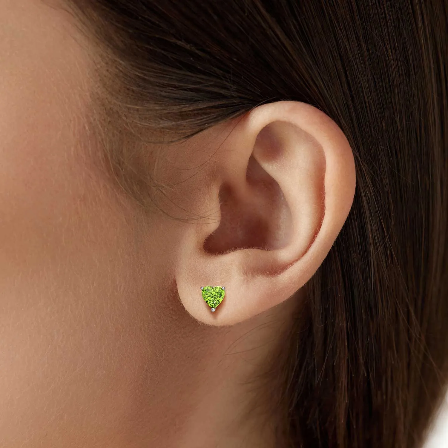 Sterling Silver Peridot Earrings | Heart Shape | Irosk ®