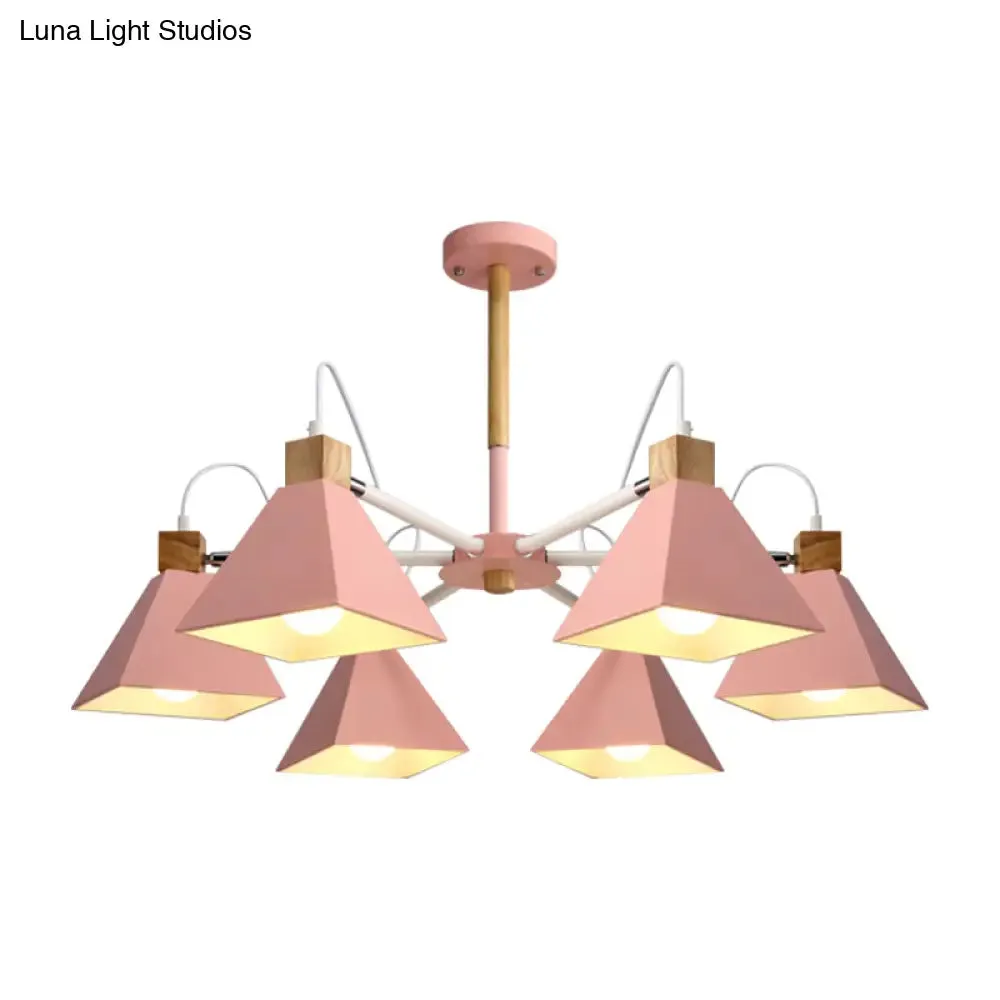 Stylish Rotatable Macaron Wood Chandelier - 6 Lights, Ideal for Baby Room Ceiling Pendant