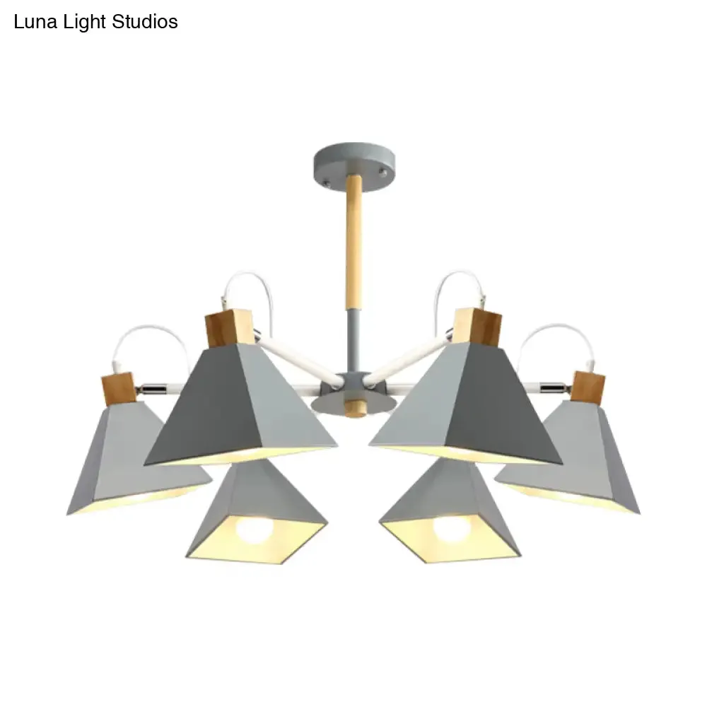 Stylish Rotatable Macaron Wood Chandelier - 6 Lights, Ideal for Baby Room Ceiling Pendant