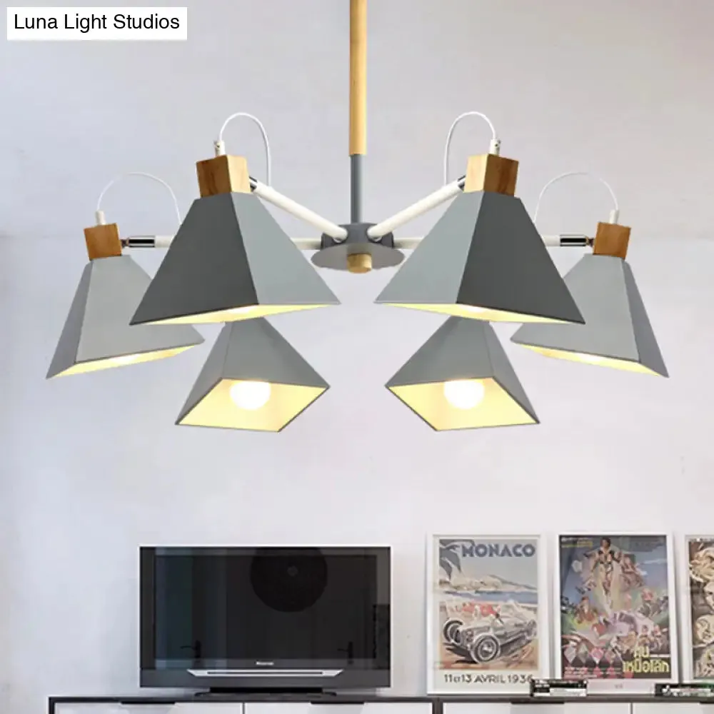 Stylish Rotatable Macaron Wood Chandelier - 6 Lights, Ideal for Baby Room Ceiling Pendant