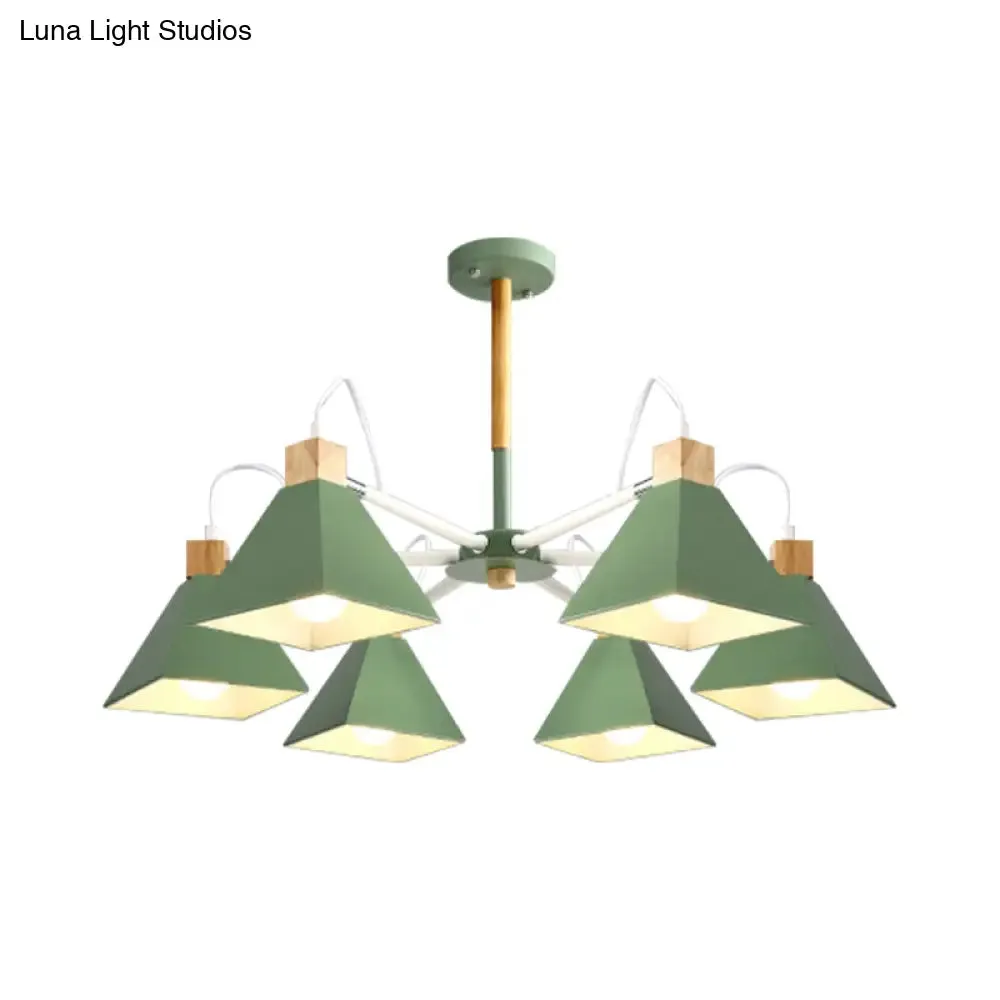 Stylish Rotatable Macaron Wood Chandelier - 6 Lights, Ideal for Baby Room Ceiling Pendant