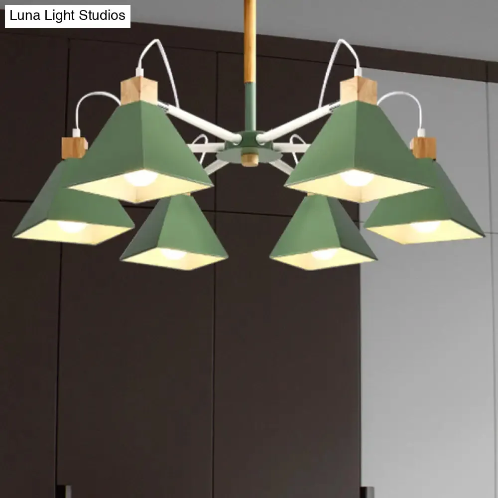 Stylish Rotatable Macaron Wood Chandelier - 6 Lights, Ideal for Baby Room Ceiling Pendant