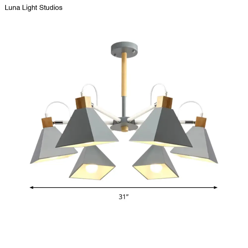Stylish Rotatable Macaron Wood Chandelier - 6 Lights, Ideal for Baby Room Ceiling Pendant