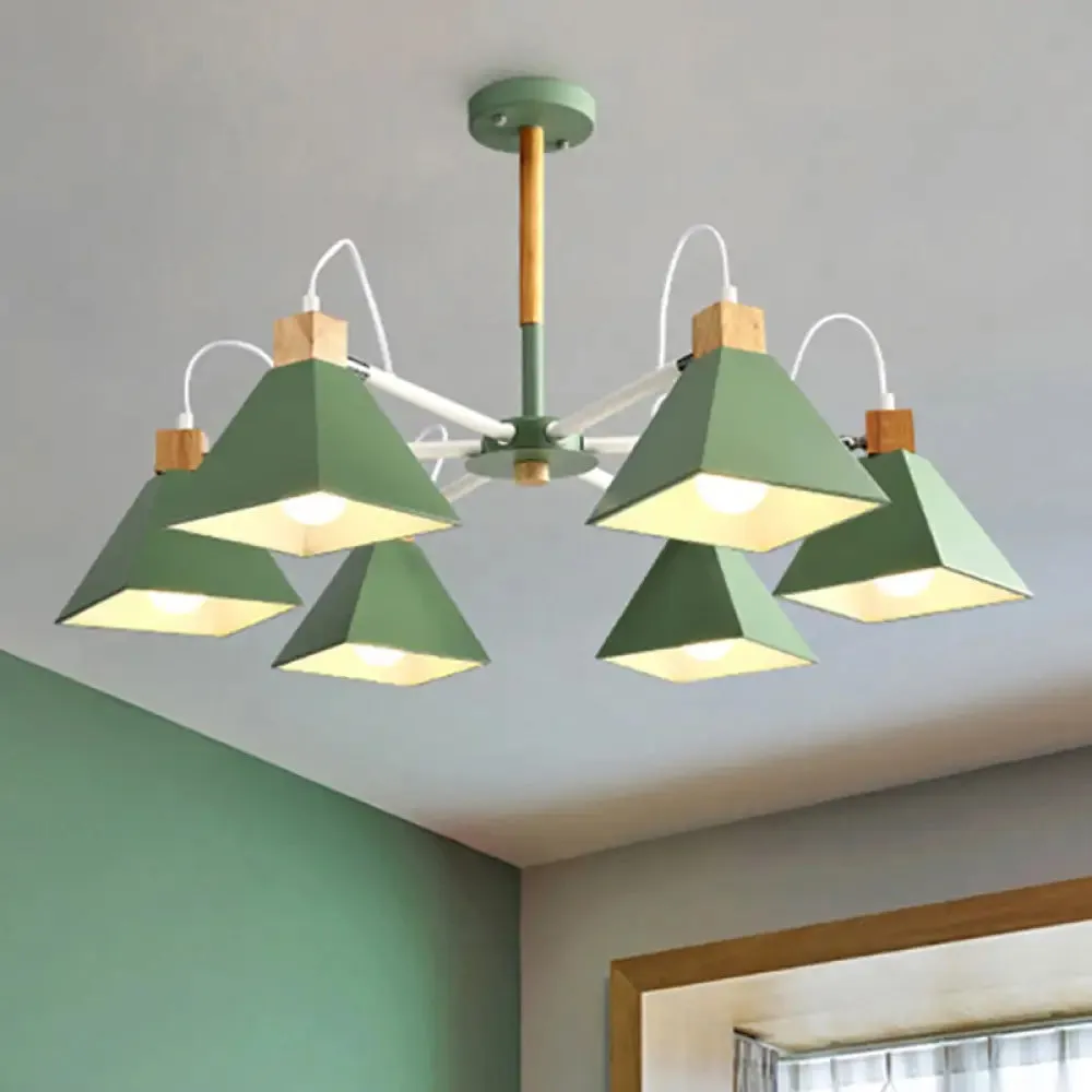 Stylish Rotatable Macaron Wood Chandelier - 6 Lights, Ideal for Baby Room Ceiling Pendant