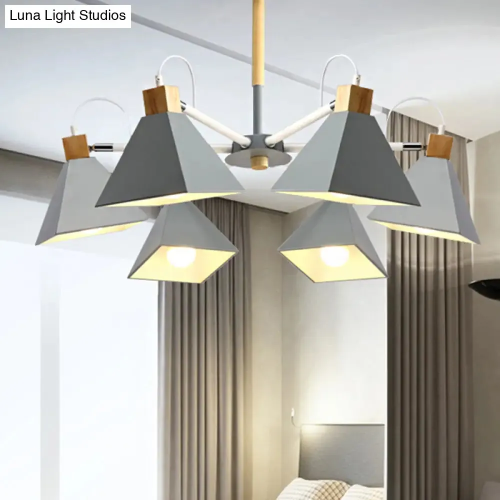 Stylish Rotatable Macaron Wood Chandelier - 6 Lights, Ideal for Baby Room Ceiling Pendant