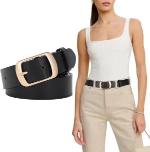 SUOSDEY Fashion Womens Leather Belt, Soft Leather Waist Belt with Pin Buckle for Jeans Pants,width 1.3"