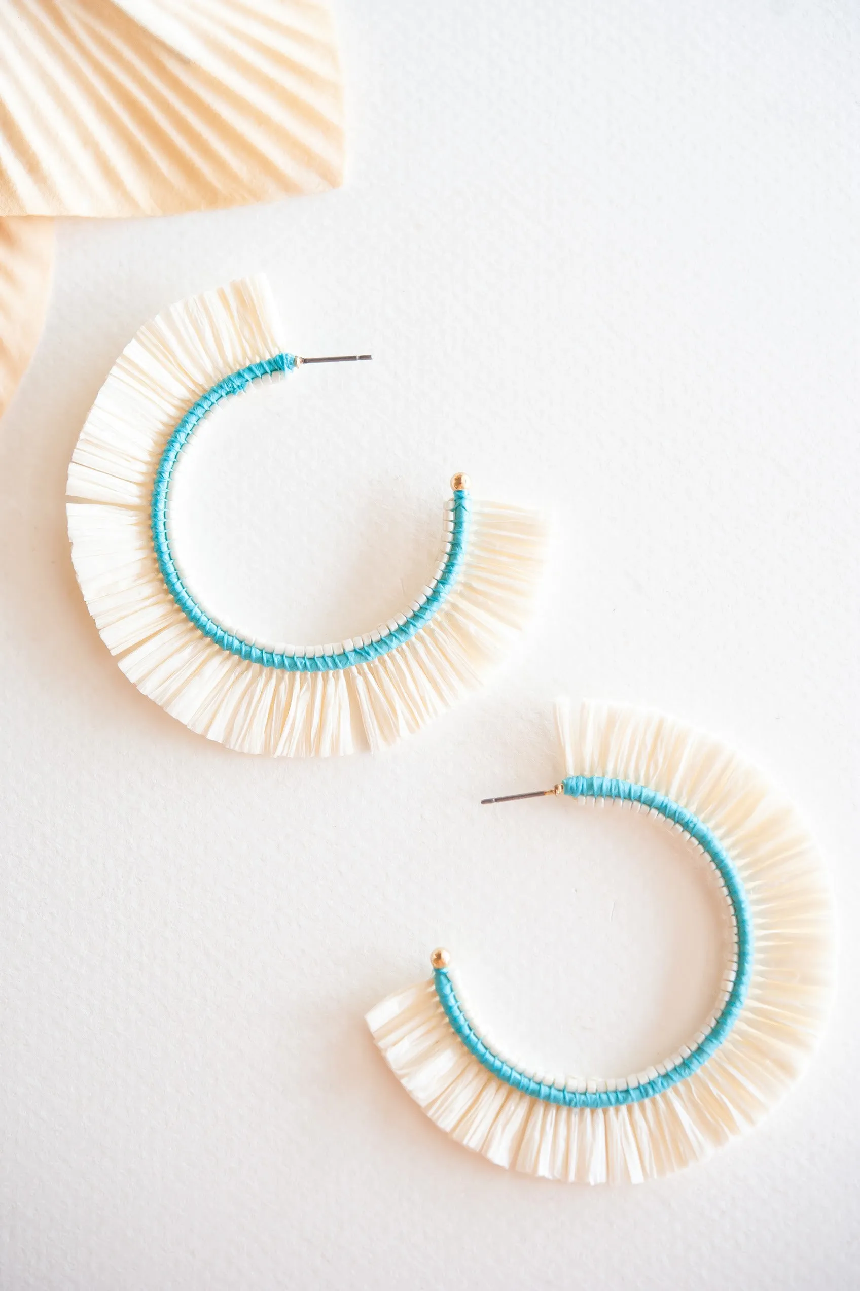 Tamera Rattan Fan Hoops | Tropical Vacation Earrings | Colorful Summer Hoop Earrings