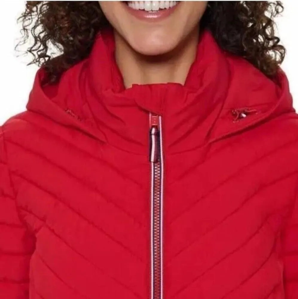 Tommy Hilfiger Women's Hooded Stretch Shell Quilted Jacket - Winter Coat for Women - Outwear with Pockets