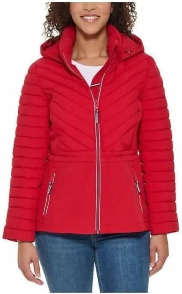 Tommy Hilfiger Women's Hooded Stretch Shell Quilted Jacket - Winter Coat for Women - Outwear with Pockets