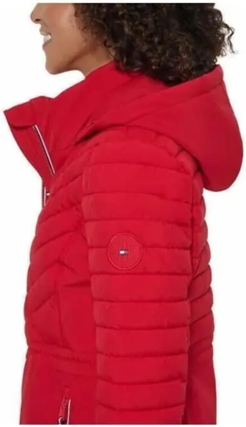 Tommy Hilfiger Women's Hooded Stretch Shell Quilted Jacket - Winter Coat for Women - Outwear with Pockets