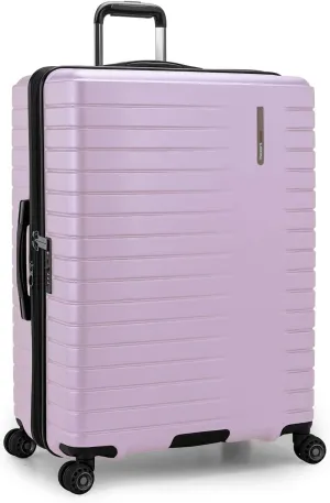 Traveler's Choice Archer Polycarbonate Hardside Spinner Luggage Set, Tie Down Straps, Purple, Checked 29-Inch