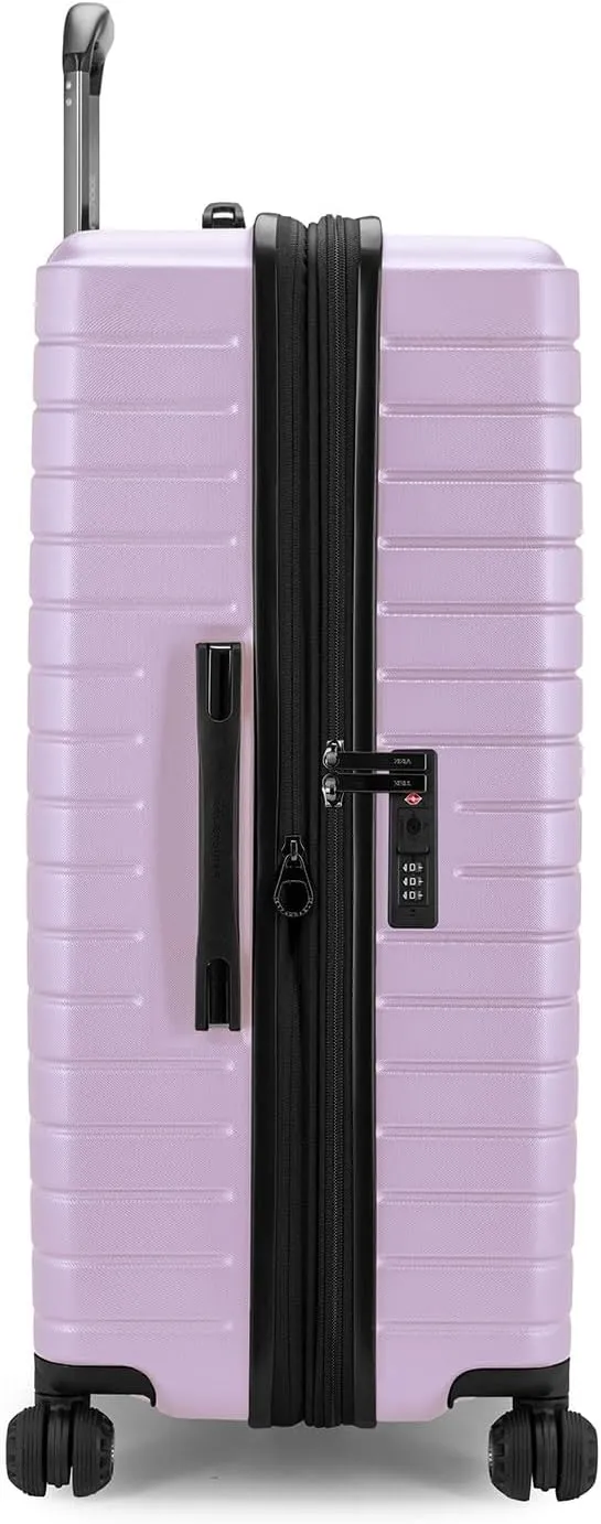 Traveler's Choice Archer Polycarbonate Hardside Spinner Luggage Set, Tie Down Straps, Purple, Checked 29-Inch