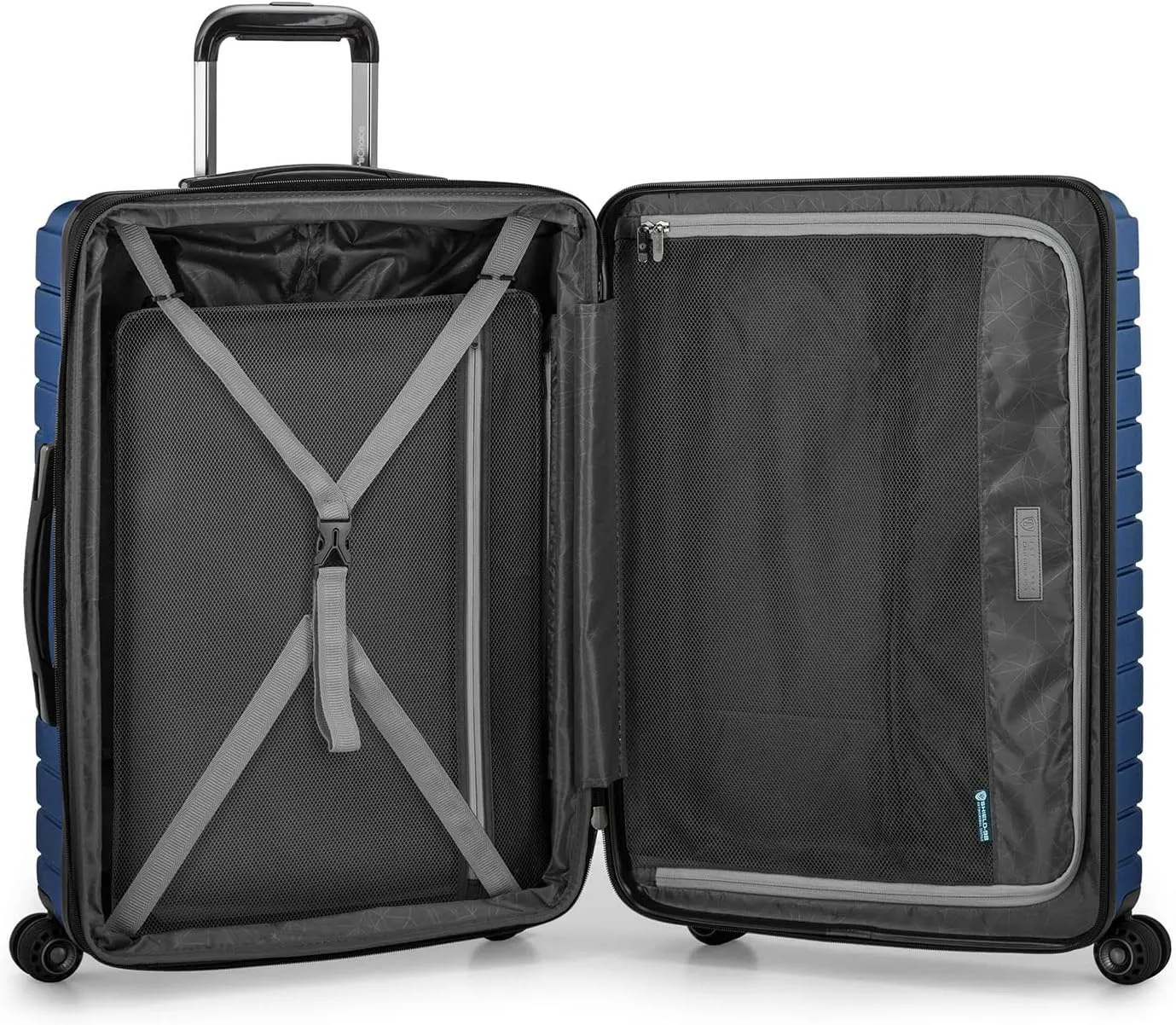 Traveler's Choice Archer Polycarbonate Hardside Spinner Luggage Set,Tie Down Straps, Blue, Checked 29-Inch