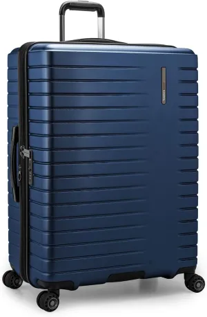 Traveler's Choice Archer Polycarbonate Hardside Spinner Luggage Set,Tie Down Straps, Blue, Checked 29-Inch