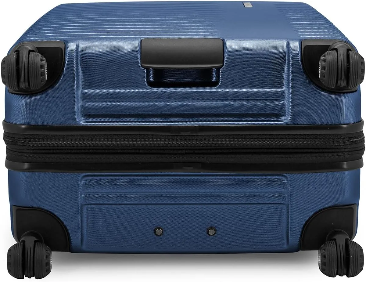 Traveler's Choice Archer Polycarbonate Hardside Spinner Luggage Set,Tie Down Straps, Blue, Checked 29-Inch