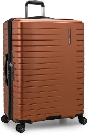 Traveler's Choice Archer Polycarbonate Hardside Spinner Luggage Set,Tie Down Straps, Orange, Checked 29-Inch