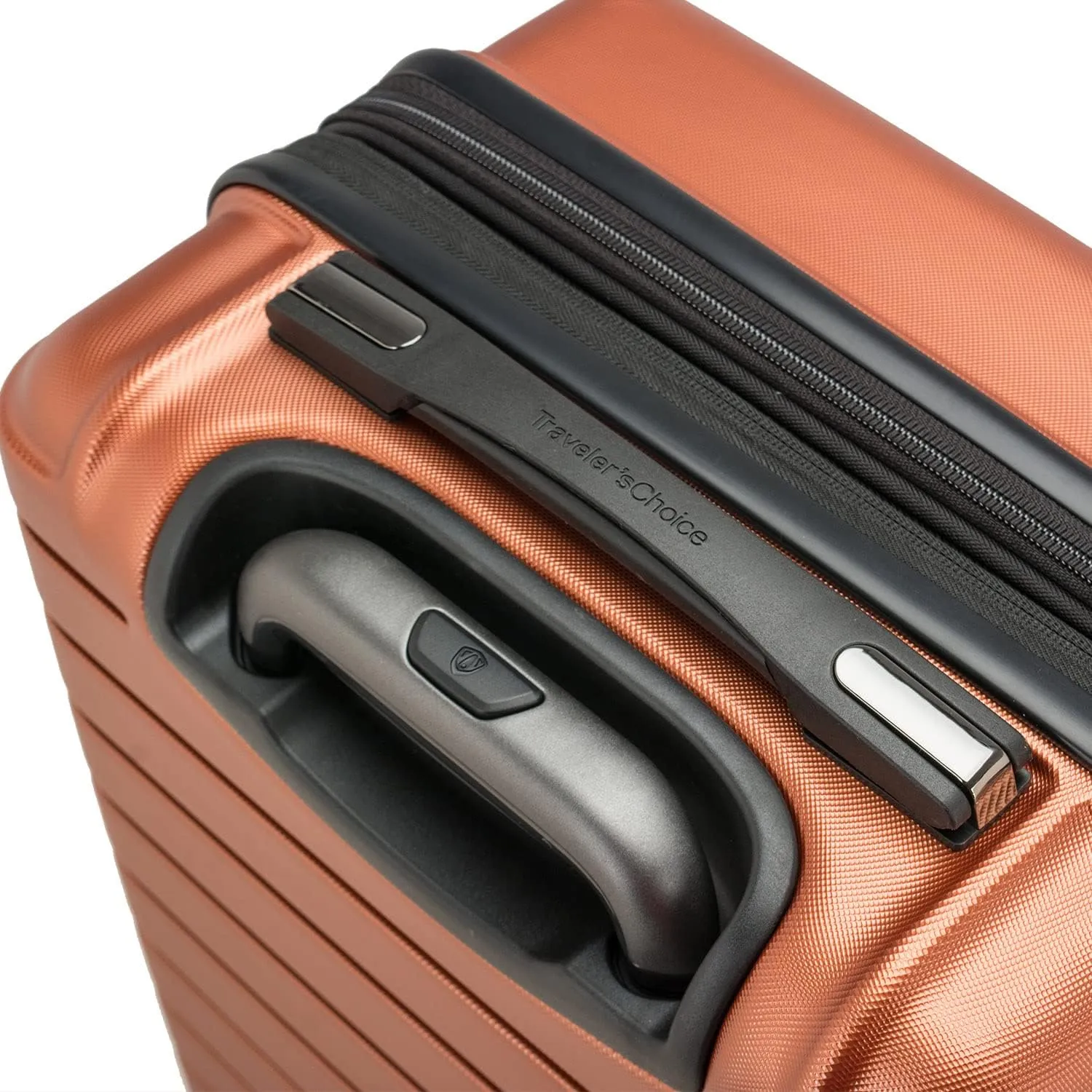 Traveler's Choice Archer Polycarbonate Hardside Spinner Luggage Set,Tie Down Straps, Orange, Checked 29-Inch