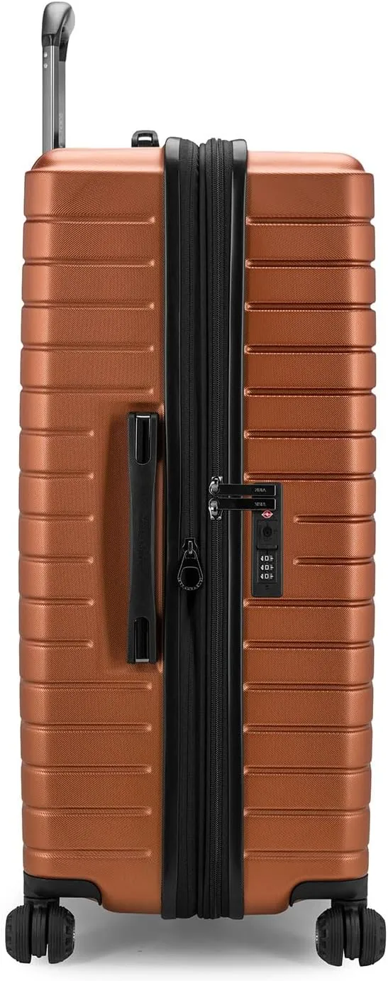 Traveler's Choice Archer Polycarbonate Hardside Spinner Luggage Set,Tie Down Straps, Orange, Checked 29-Inch
