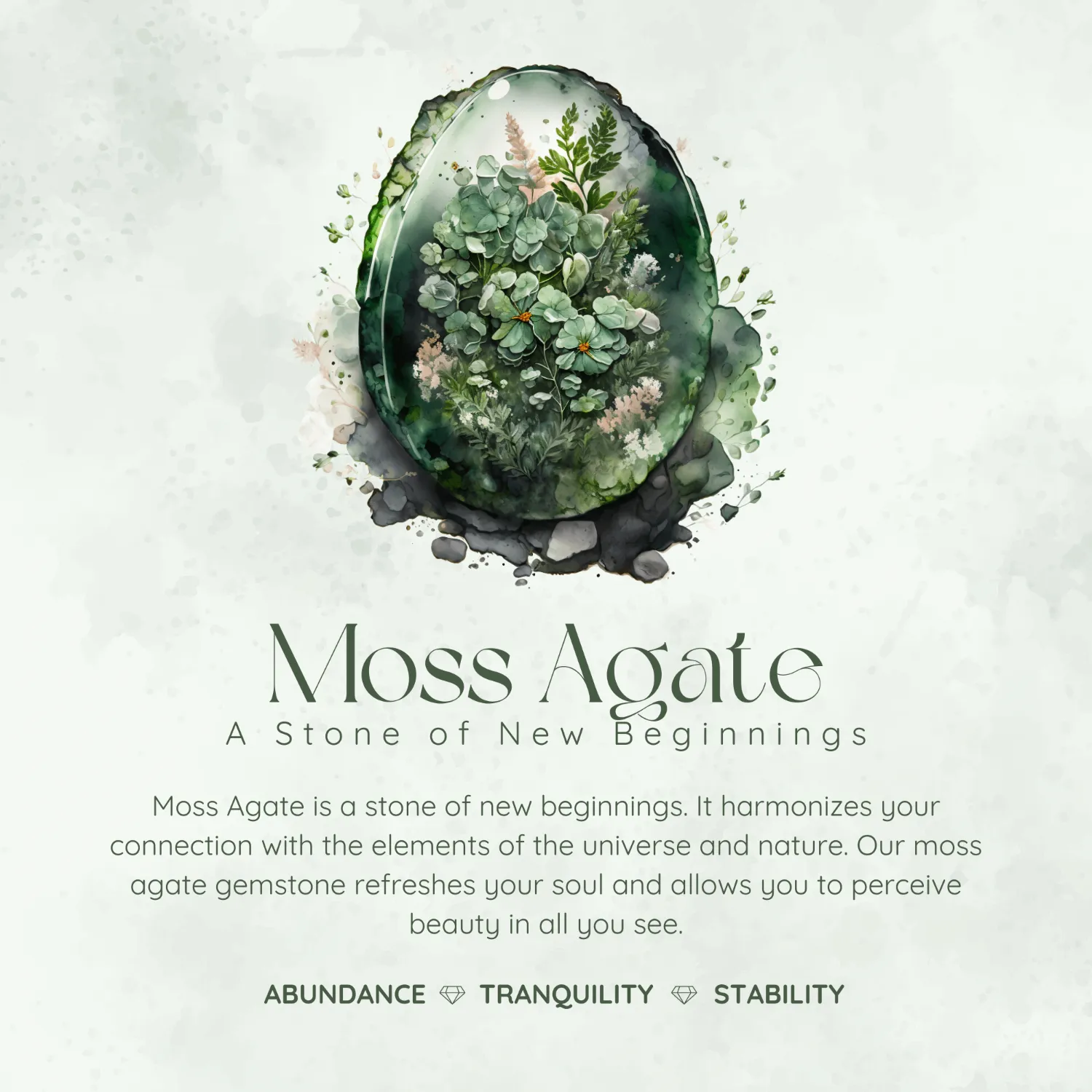 Verdant Moss Agate Studs (Yellow Gold)