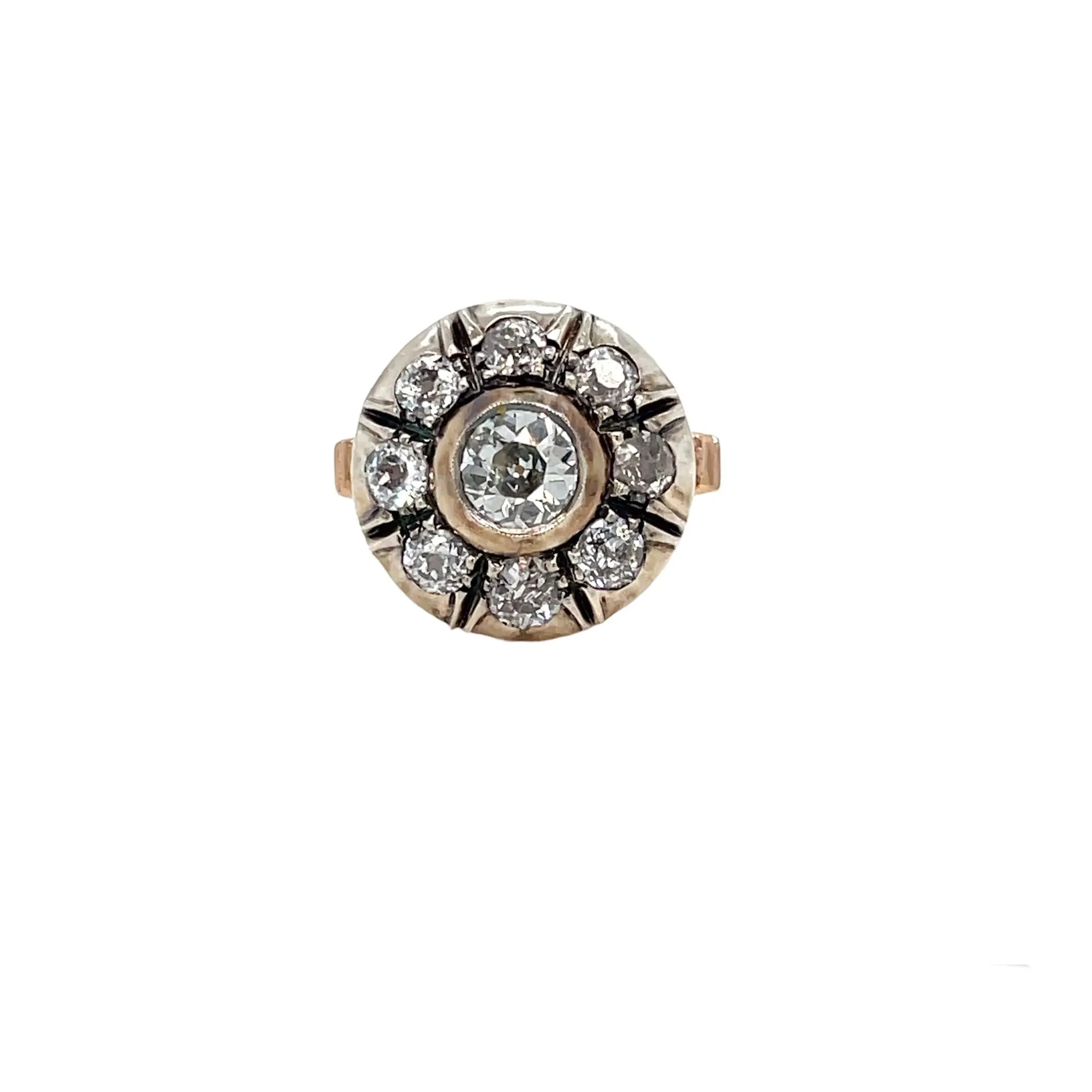 Victorian Diamond Gold and Silver Ring and Earrings Set