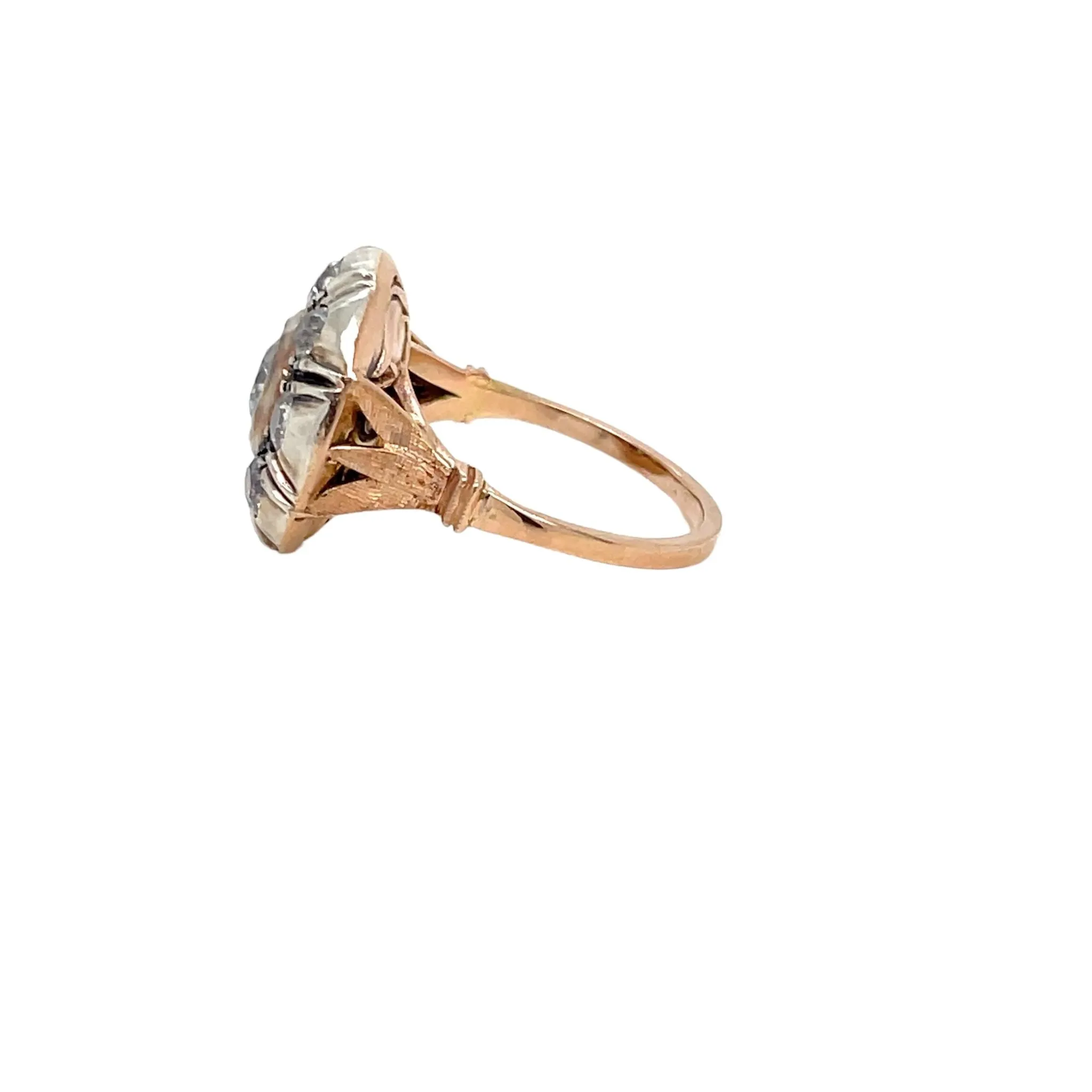 Victorian Diamond Gold and Silver Ring and Earrings Set