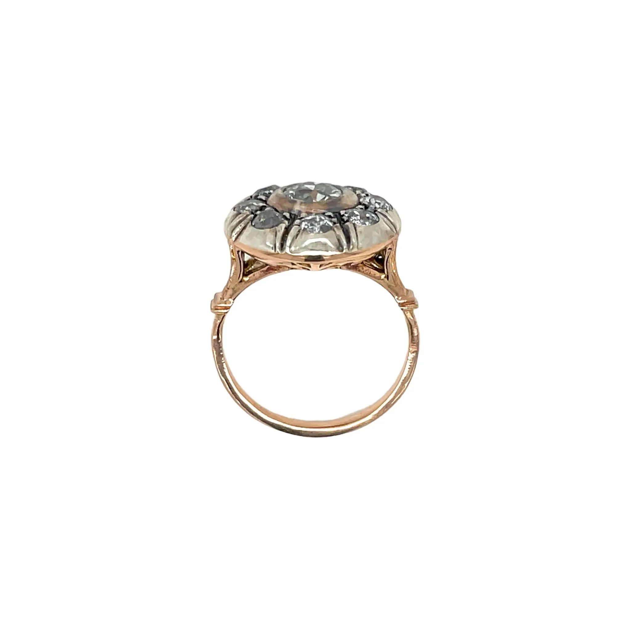 Victorian Diamond Gold and Silver Ring and Earrings Set