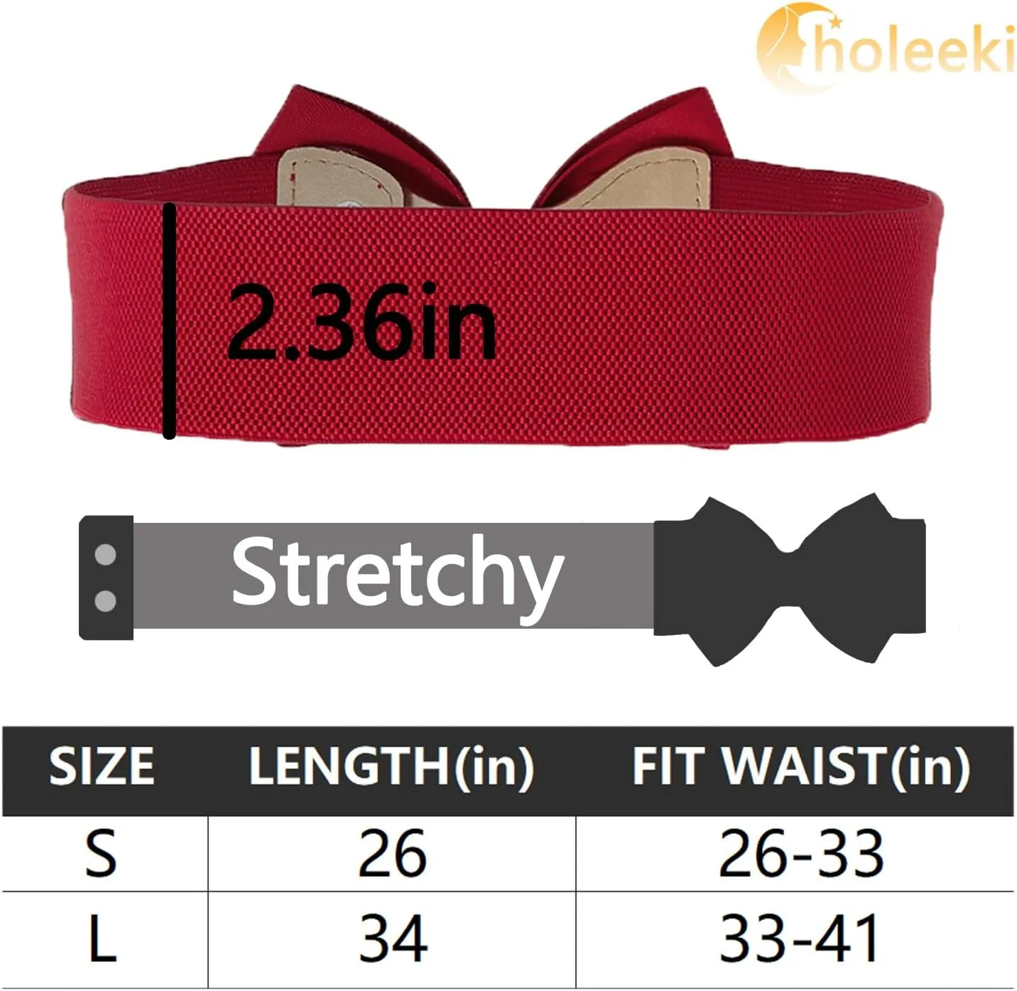 Women's Elastic Bow Belt Wide Rhinestone Stretch Belts Ladies Waist Accessories for Dress Jeans