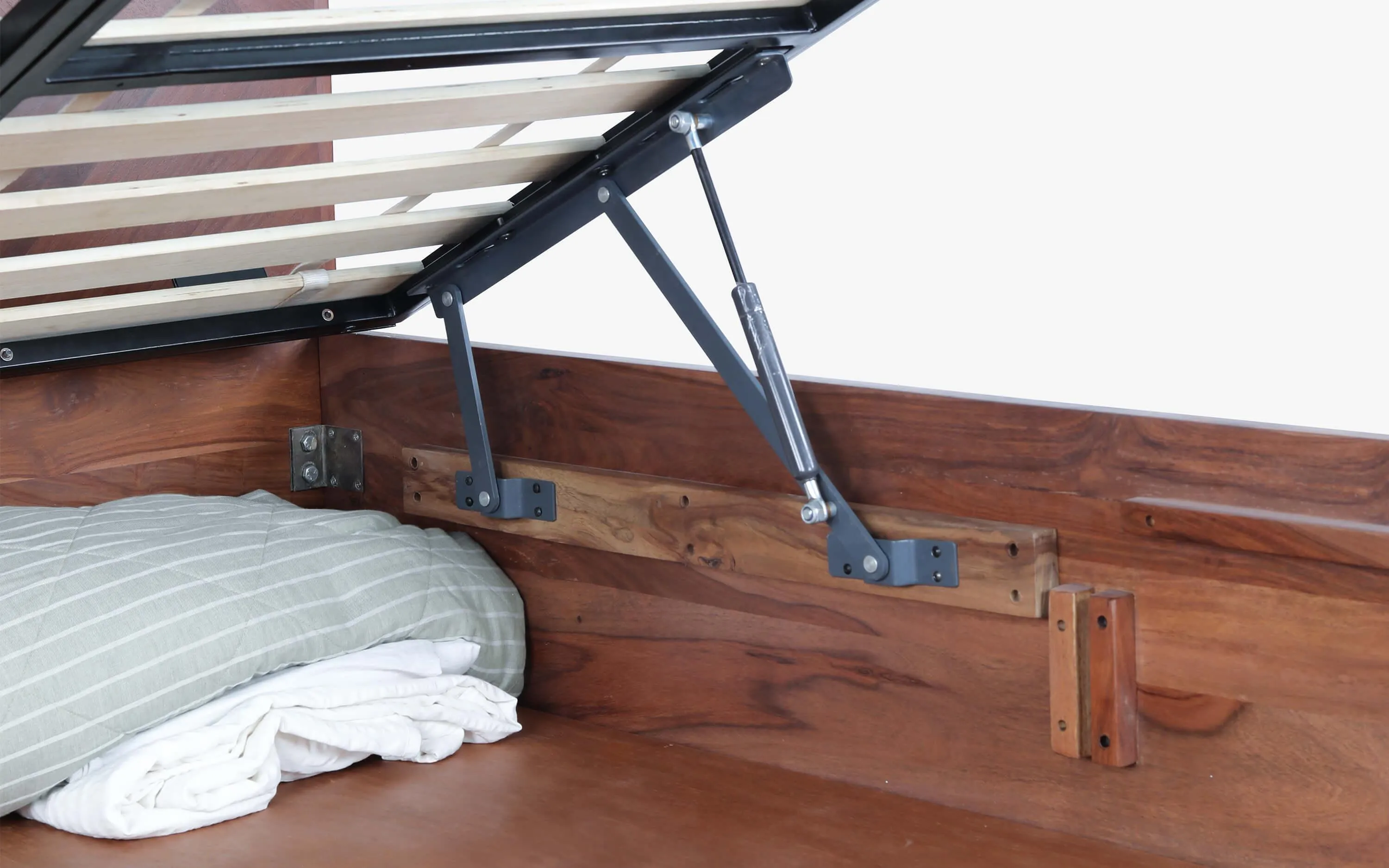 Wooden Hydraulic King Size Bed | Modern Lift Up Storage Bed For Bedroom
