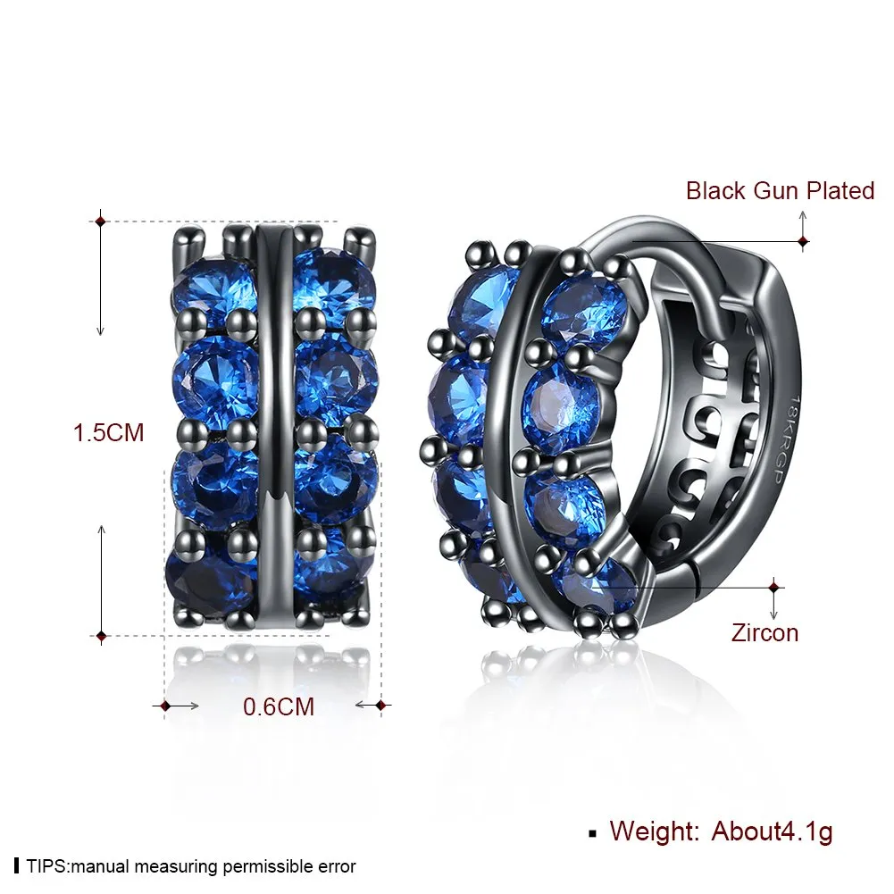 Yellow Chimes A5 Grade Blue Crystal Black Gun Plated Clip On Earrings for Women & Girls