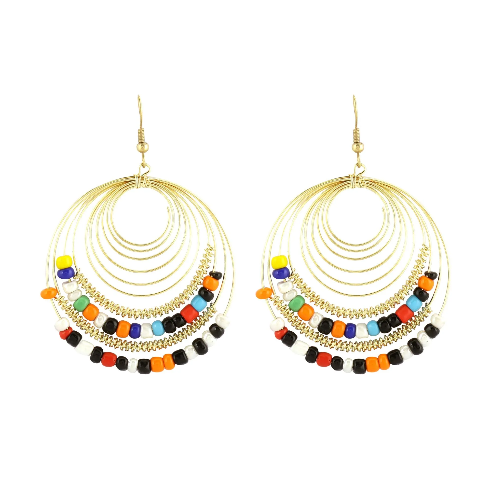 Yellow Chimes Elegant Multicolor Beads Gold Plated Drop Earrings For Women and Girls