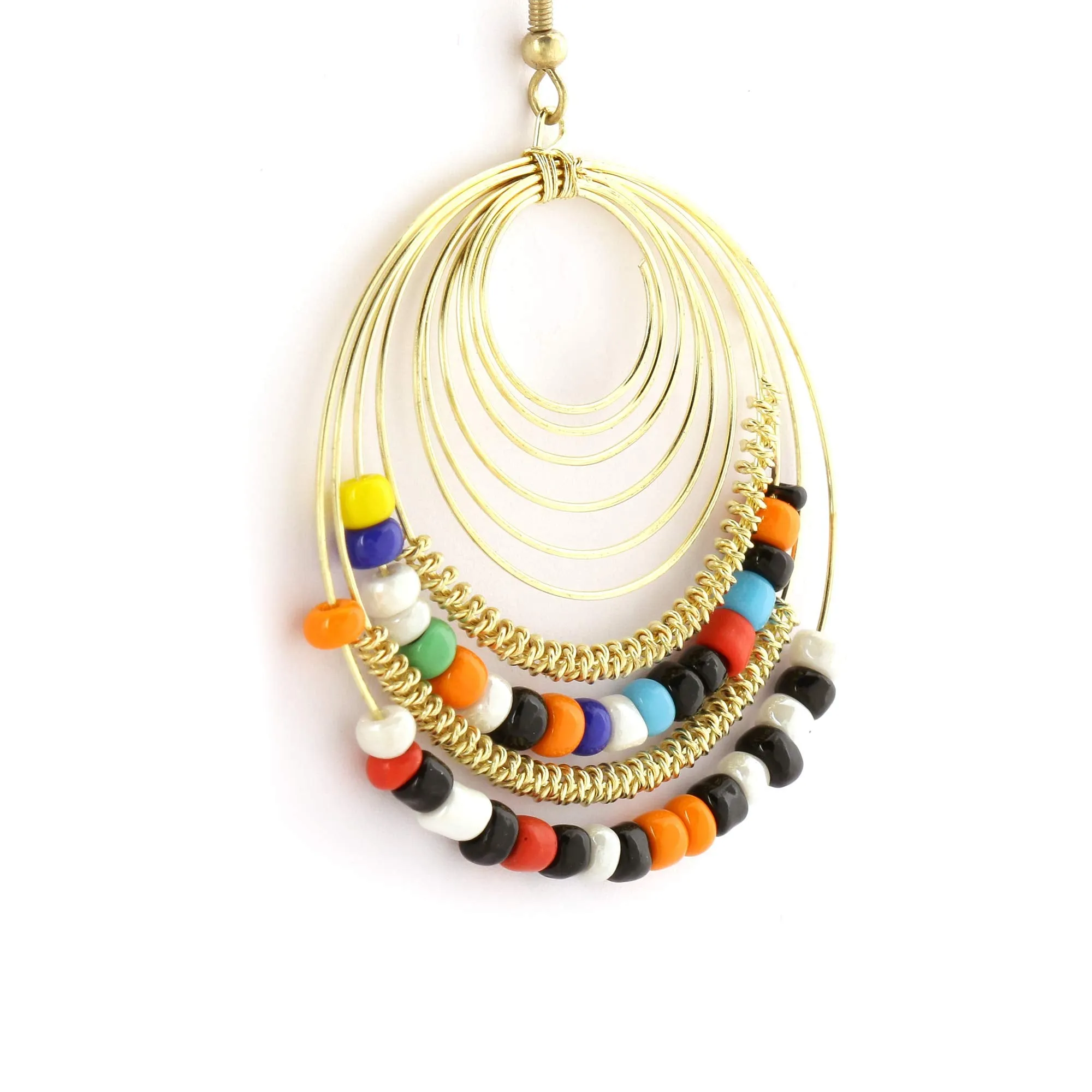 Yellow Chimes Elegant Multicolor Beads Gold Plated Drop Earrings For Women and Girls