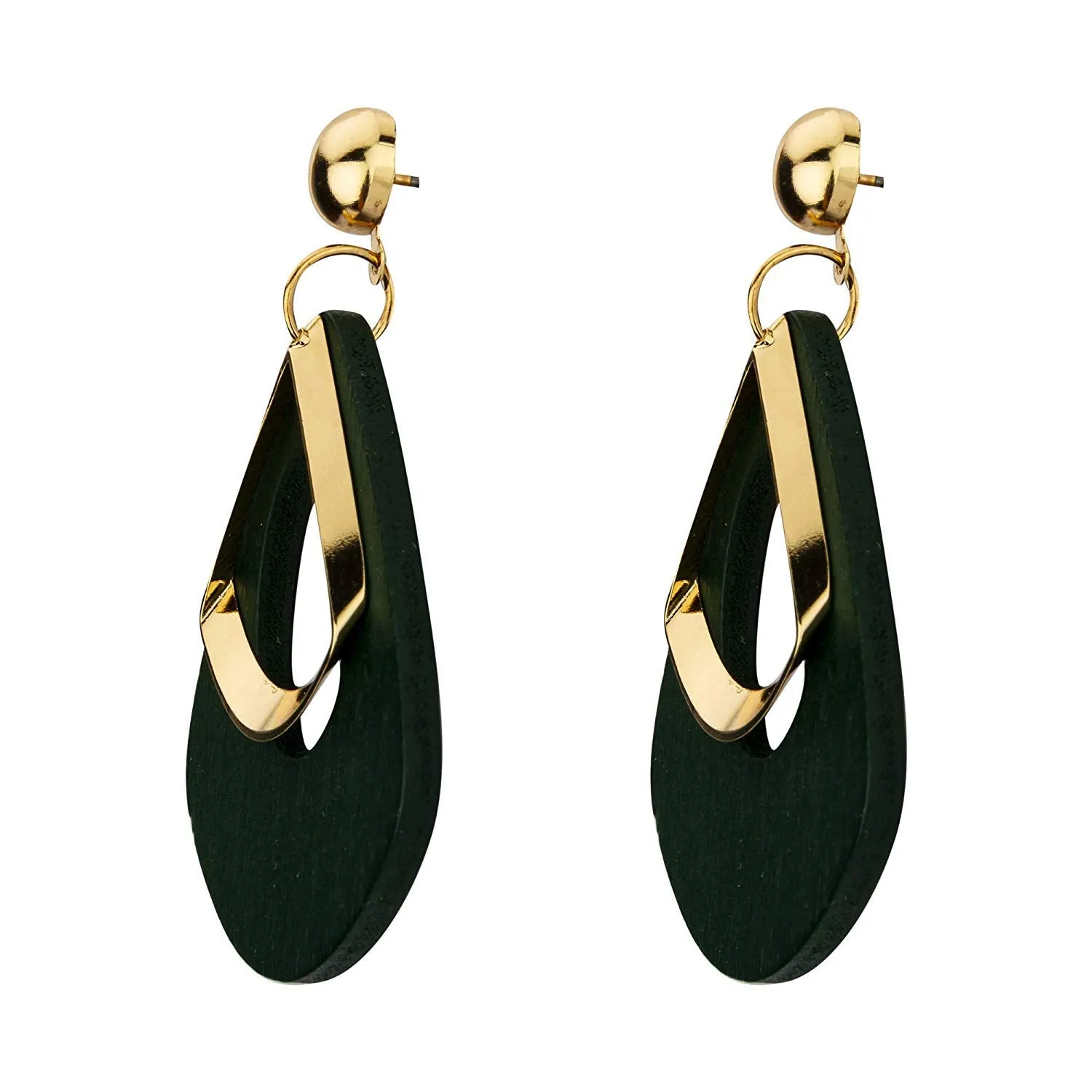 Yellow Chimes Western Style Gold Plated Green Drop Earrings For Women and Girls