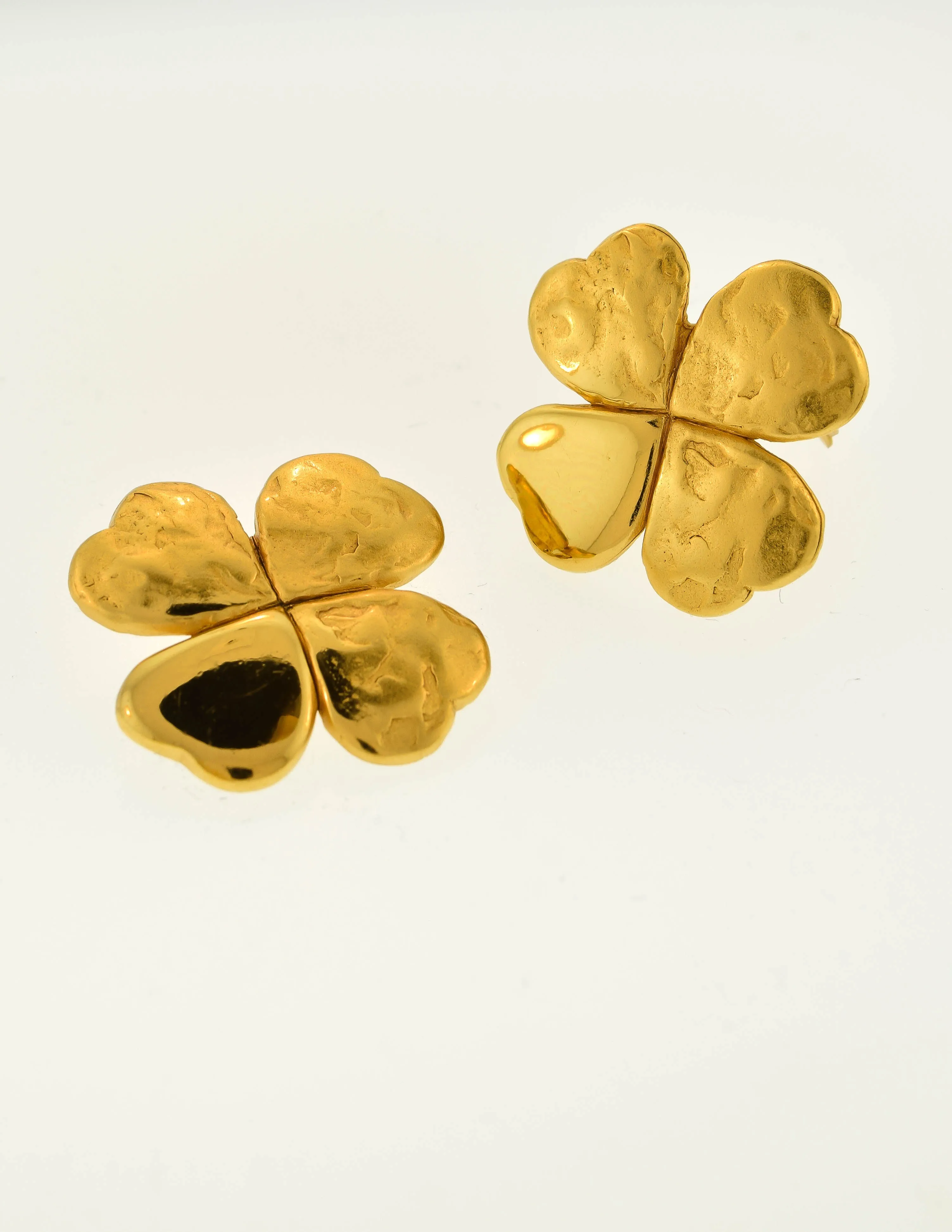 Yves Saint Laurent Vintage Gold Shamrock Clover Earrings