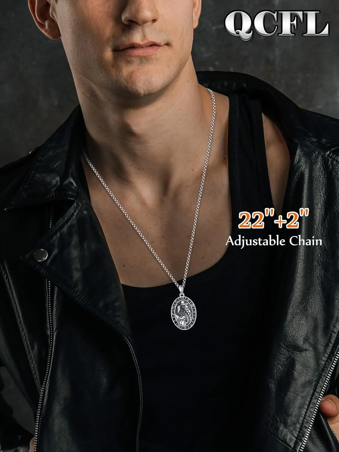 Zodiac Necklaces for Men 925 Sterling Silver 12 Constellation Horoscope Sign Pendant Jewelry Gifts for Men with 2.5mm 22" 2" Round Box Chain